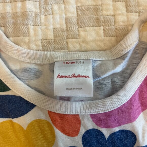 Hanna Andersson Multicolor Short Sleeved Flower Dress w/ Pockets, Kids Size 5 - Picture 3 of 4